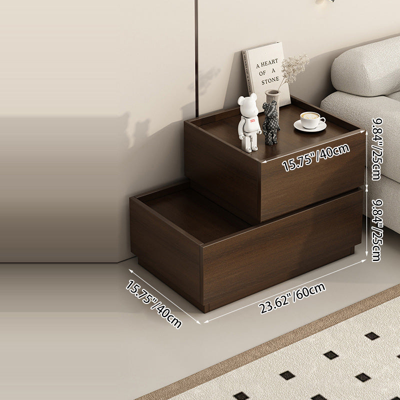 Contemporary Creative Engineered Wood Metal Rectangular Modular Nightstand 1/2-Drawer For Bedroom
