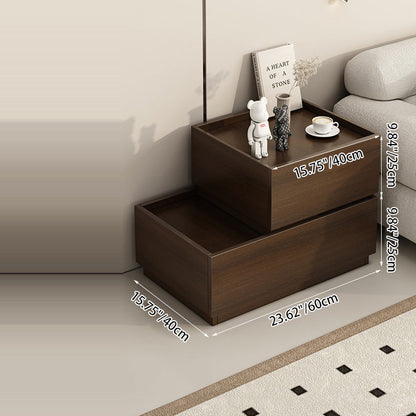 Contemporary Creative Engineered Wood Metal Rectangular Modular Nightstand 1/2-Drawer For Bedroom
