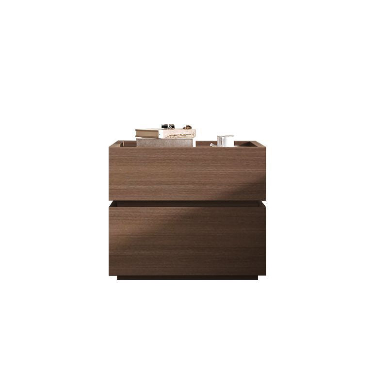 Modern Luxury Solid Wood Metal Square Nightstand 2-Drawer For Bedroom