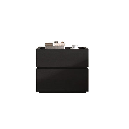 Modern Luxury Solid Wood Metal Square Nightstand 2-Drawer For Bedroom