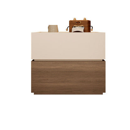 Modern Luxury Solid Wood Stacked Cube Nightstand With 2 Drawers For Bedroom