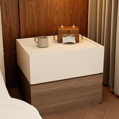 Modern Luxury Solid Wood Stacked Cube Nightstand With 2 Drawers For Bedroom