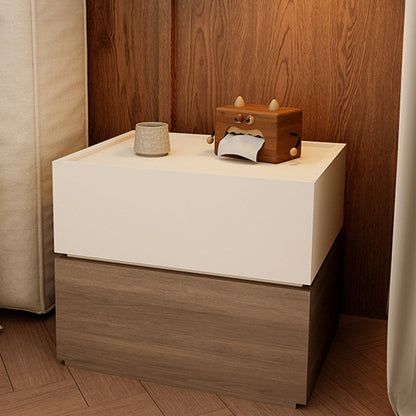 Modern Luxury Solid Wood Stacked Cube Nightstand With 2 Drawers For Bedroom
