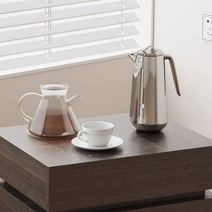 Modern Minimalist Solid Wood Rectangular Nightstand With 2 Drawers For Bedroom