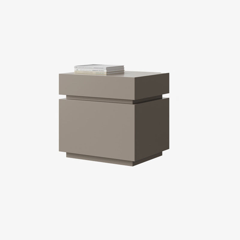 Modern Minimalist Solid Wood Rectangular Nightstand With 2 Drawers For Bedroom