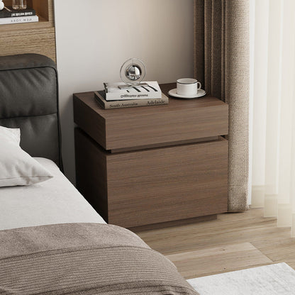 Modern Minimalist Solid Wood Rectangular Nightstand With 2 Drawers For Bedroom