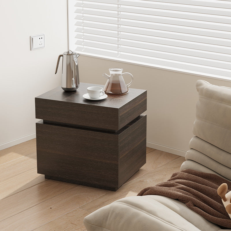 Modern Minimalist Solid Wood Rectangular Nightstand With 2 Drawers For Bedroom