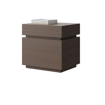 Modern Minimalist Solid Wood Rectangular Nightstand With 2 Drawers For Bedroom