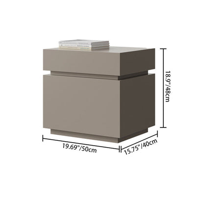 Modern Minimalist Solid Wood Rectangular Nightstand With 2 Drawers For Bedroom