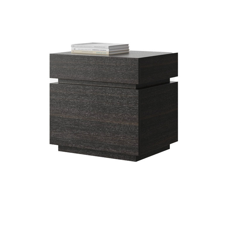 Modern Minimalist Solid Wood Rectangular Nightstand With 2 Drawers For Bedroom