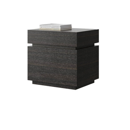 Modern Minimalist Solid Wood Rectangular Nightstand With 2 Drawers For Bedroom