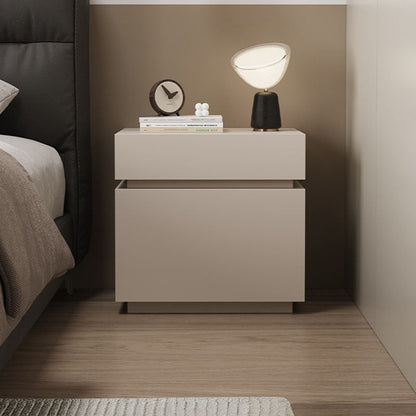 Modern Minimalist Solid Wood Rectangular Nightstand With 2 Drawers For Bedroom