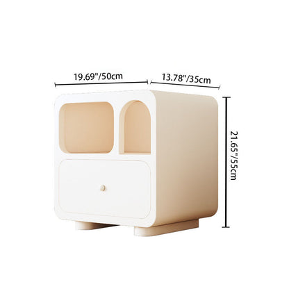 Modern Minimalist Engineered Wood Rounded Square Nightstand 1-Drawer For Bedroom