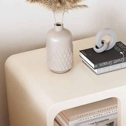 Modern Minimalist Engineered Wood Rounded Square Nightstand 1-Drawer For Bedroom