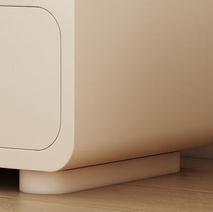 Modern Minimalist Engineered Wood Rounded Square Nightstand 1-Drawer For Bedroom