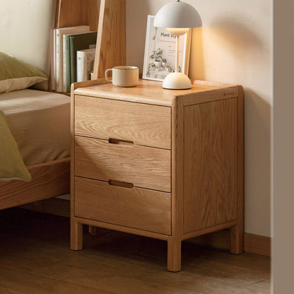 Modern Minimalist Solid Wood Rectangular Nightstand 2/3-Drawer For Bedroom