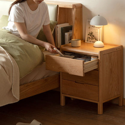 Modern Minimalist Solid Wood Rectangular Nightstand 2/3-Drawer For Bedroom