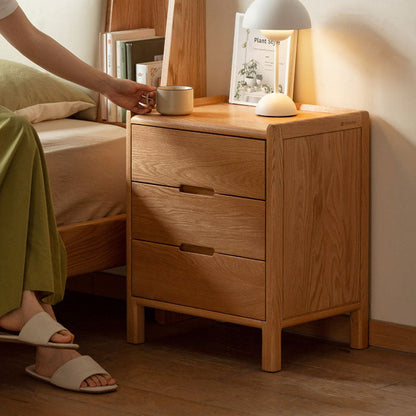 Modern Minimalist Solid Wood Rectangular Nightstand 2/3-Drawer For Bedroom