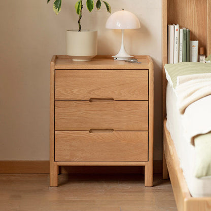 Modern Minimalist Solid Wood Rectangular Nightstand 2/3-Drawer For Bedroom
