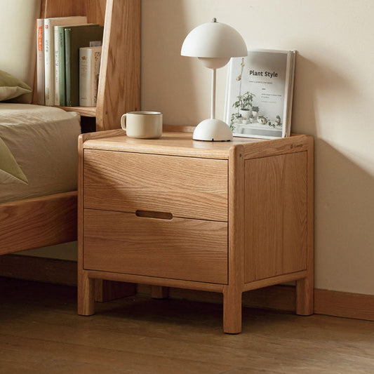 Modern Minimalist Solid Wood Rectangular Nightstand 2/3-Drawer For Bedroom