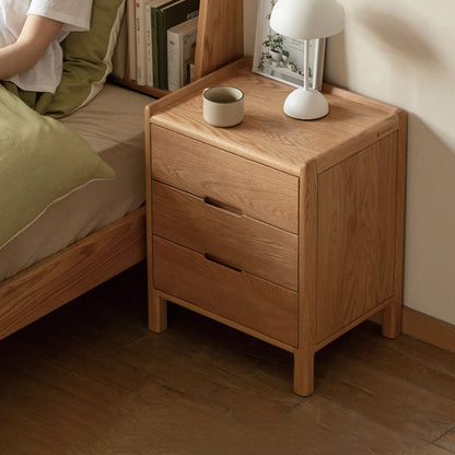 Modern Minimalist Solid Wood Rectangular Nightstand 2/3-Drawer For Bedroom