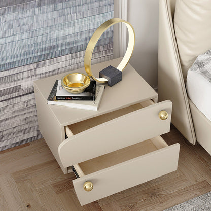 Contemporary Scandinavian High-Density Fiberboard Carbon Steel Solid Wood Y-Shaped Nightstand With 2 Drawers For Bedroom