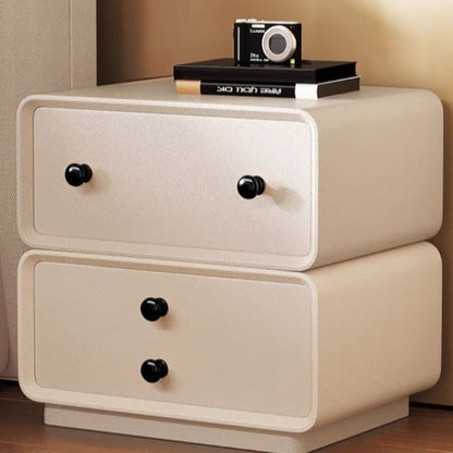 Contemporary Creative Microfiber Leather Solid Wood Metal Robot-Shaped Square Nightstand 2-Drawer For Bedroom