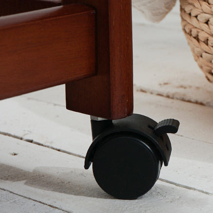 Traditional Vintage Solid Wood Mobile Rectangular Side Table 3-Tier For Dining Room