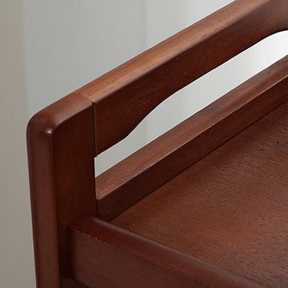 Traditional Vintage Solid Wood Mobile Rectangular Side Table 3-Tier For Dining Room