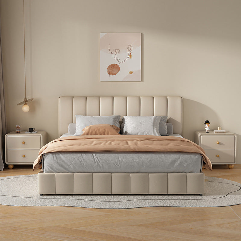 Modern Luxury Solid Wood & Metal Curved Square Nightstand 2-Drawer For Bedroom