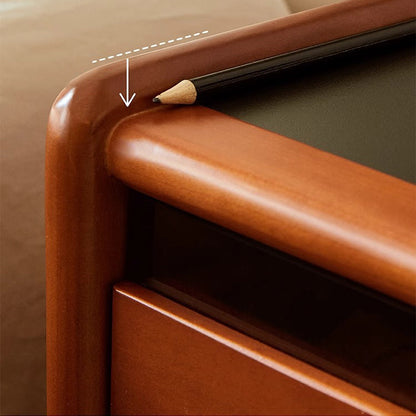 Contemporary Creative Pine Stainless Steel Curved Square Nightstand With 2 Drawers For Bedroom