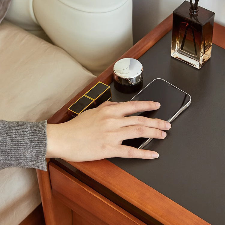 Contemporary Creative Pine Stainless Steel Curved Square Nightstand With 2 Drawers For Bedroom