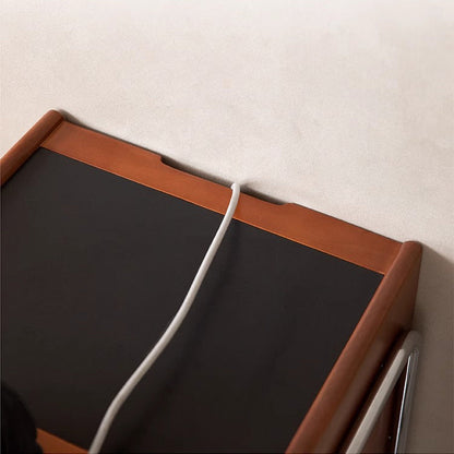 Contemporary Creative Pine Stainless Steel Curved Square Nightstand With 2 Drawers For Bedroom