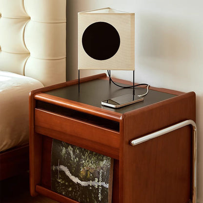 Contemporary Creative Pine Stainless Steel Curved Square Nightstand With 2 Drawers For Bedroom