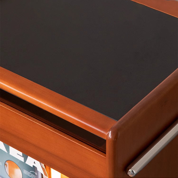 Contemporary Creative Pine Stainless Steel Curved Square Nightstand With 2 Drawers For Bedroom