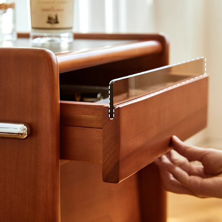 Contemporary Creative Pine Stainless Steel Curved Square Nightstand With 2 Drawers For Bedroom
