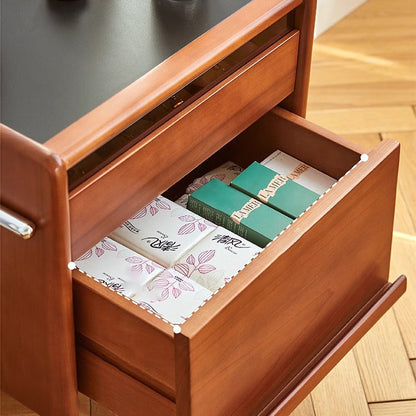 Contemporary Creative Pine Stainless Steel Curved Square Nightstand With 2 Drawers For Bedroom