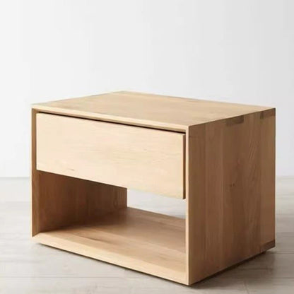 Contemporary Nordic Rectangular Wood Nightstand 1-Drawer For Bedroom