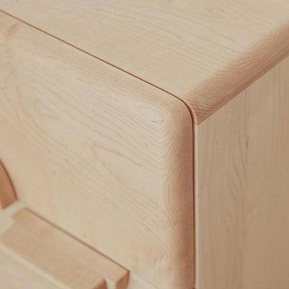 Contemporary Nordic Rectangular Round Knob Maple Wood Nightstand 2-Drawer For Bedroom