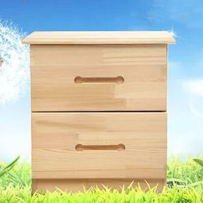 Modern Simplicity Rectangular Solid Wood Nightstand 2-Drawer For Bedroom