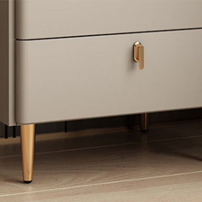 Modern Luxury Rectangular Cylinder Base Rock Slab Microfiber Leather Solid Wood Carbon Steel Nightstand 2-Drawer For Bedroom