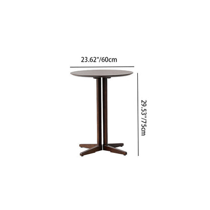 Contemporary Scandinavian Round Wood End Table 1-Tier For Dining Room