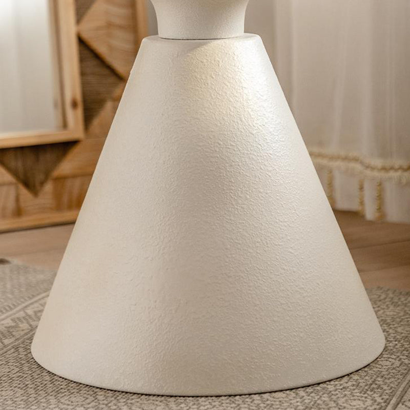 Traditional Vintage Round Magnesium Oxide Wood End Table 1-Tier For Dining Room