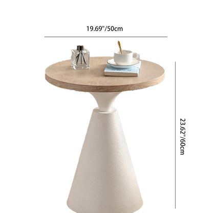 Traditional Vintage Round Magnesium Oxide Wood End Table 1-Tier For Dining Room
