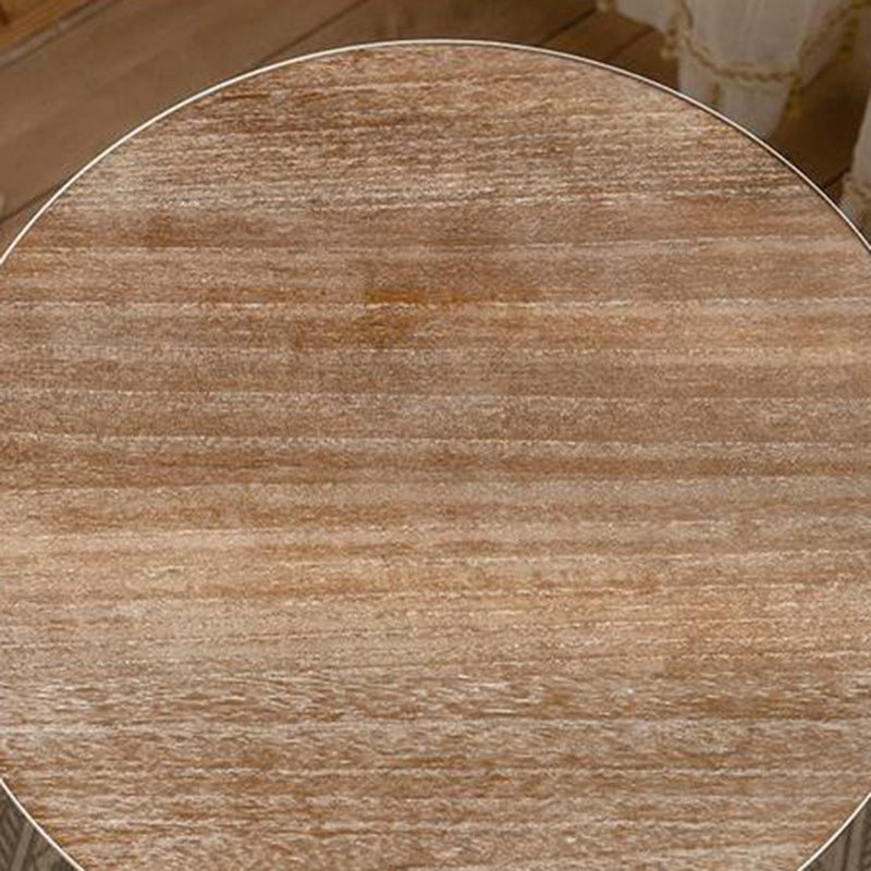 Traditional Vintage Round Magnesium Oxide Wood End Table 1-Tier For Dining Room