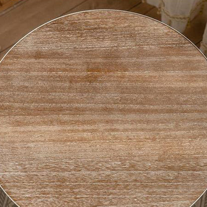 Traditional Vintage Round Magnesium Oxide Wood End Table 1-Tier For Dining Room