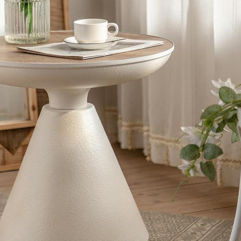 Traditional Vintage Round Magnesium Oxide Wood End Table 1-Tier For Dining Room