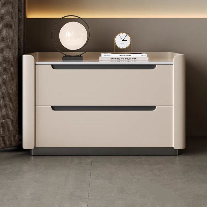 Modern Minimalist Rectangular Wood Rock Slab Nightstand 2-Drawer For Bedroom