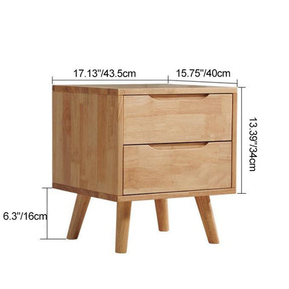 Contemporary Nordic Rectangular Wood Nightstand 1/2-Drawer For Bedroom