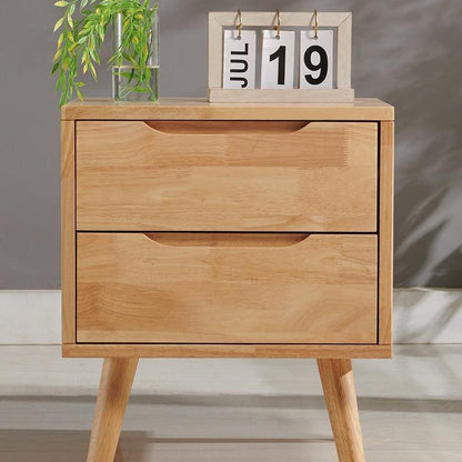 Contemporary Nordic Rectangular Wood Nightstand 1/2-Drawer For Bedroom